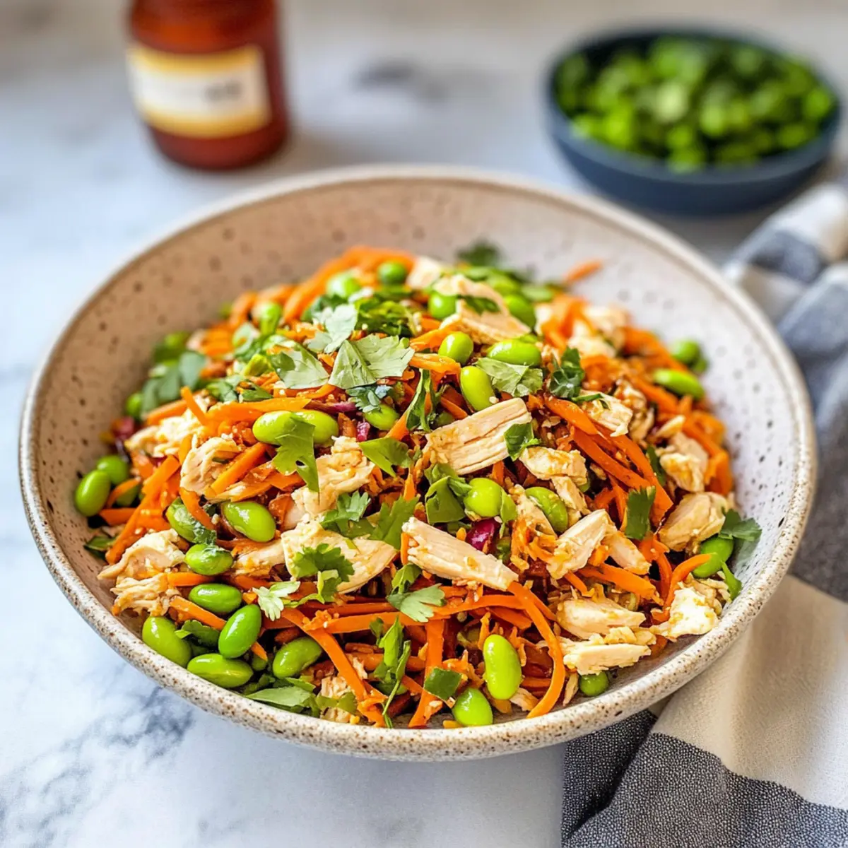 Zesty Carrot Salad With Chicken & Edamame For Fresh Flavor