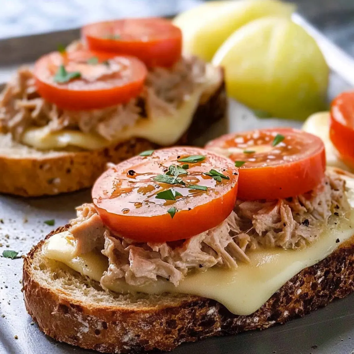 Open Face Tuna Melt Sandwich