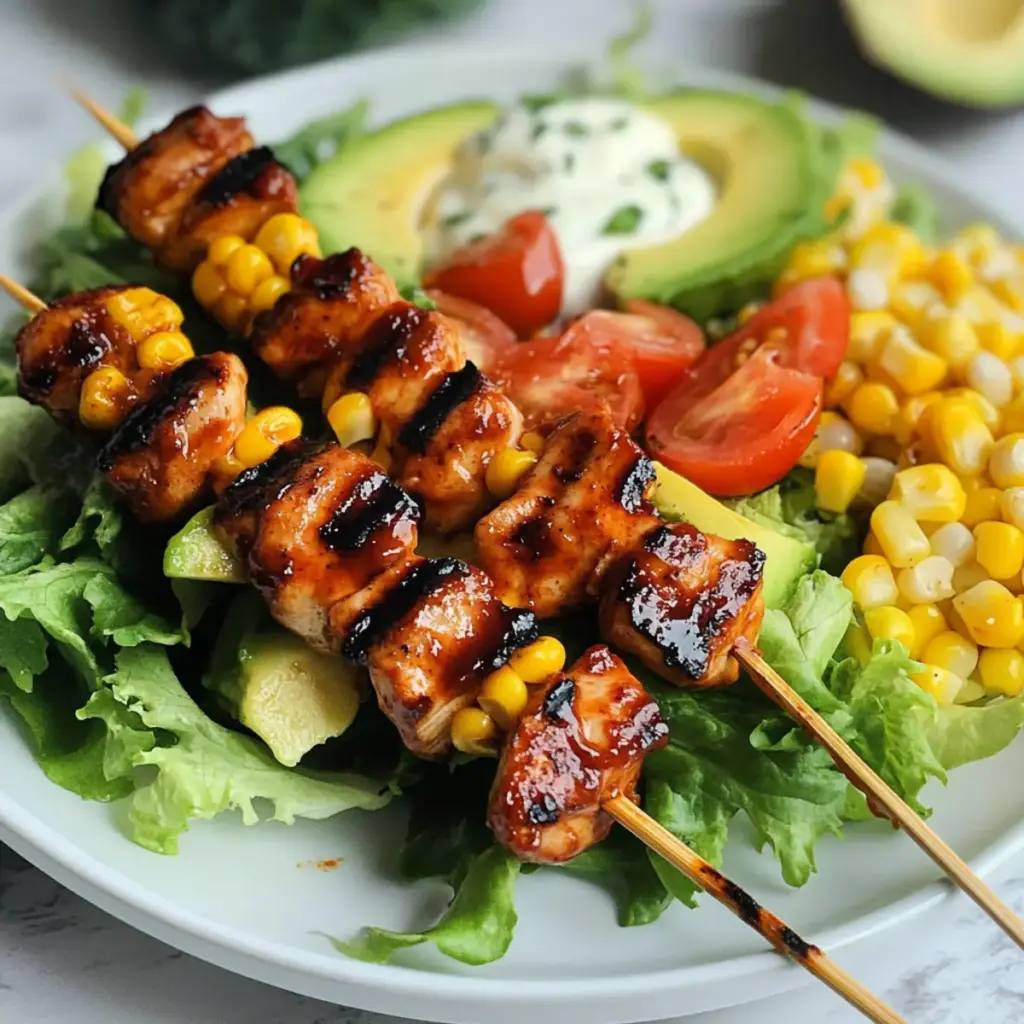 BBQ Chicken Skewer Salad
