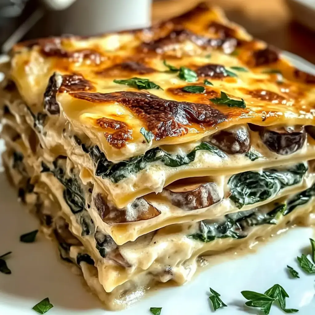 Creamy Spinach Mushroom Lasagna