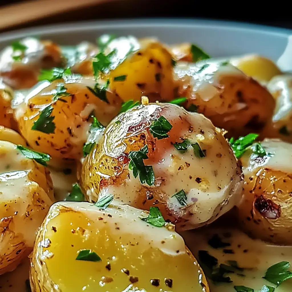 Creamy Garlic Baby Potatoes