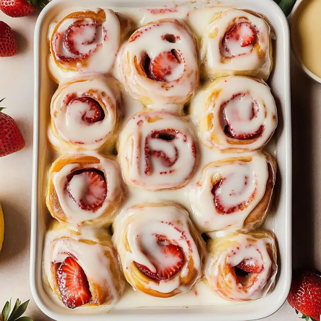 Strawberry Rolls with Lemon Icing