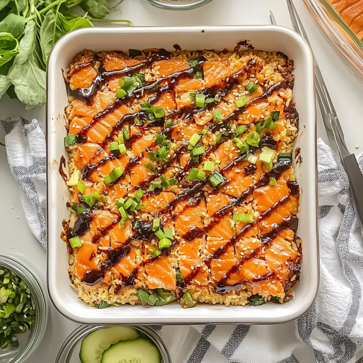 Delicious Salmon Sushi Bake for a Cozy Night In