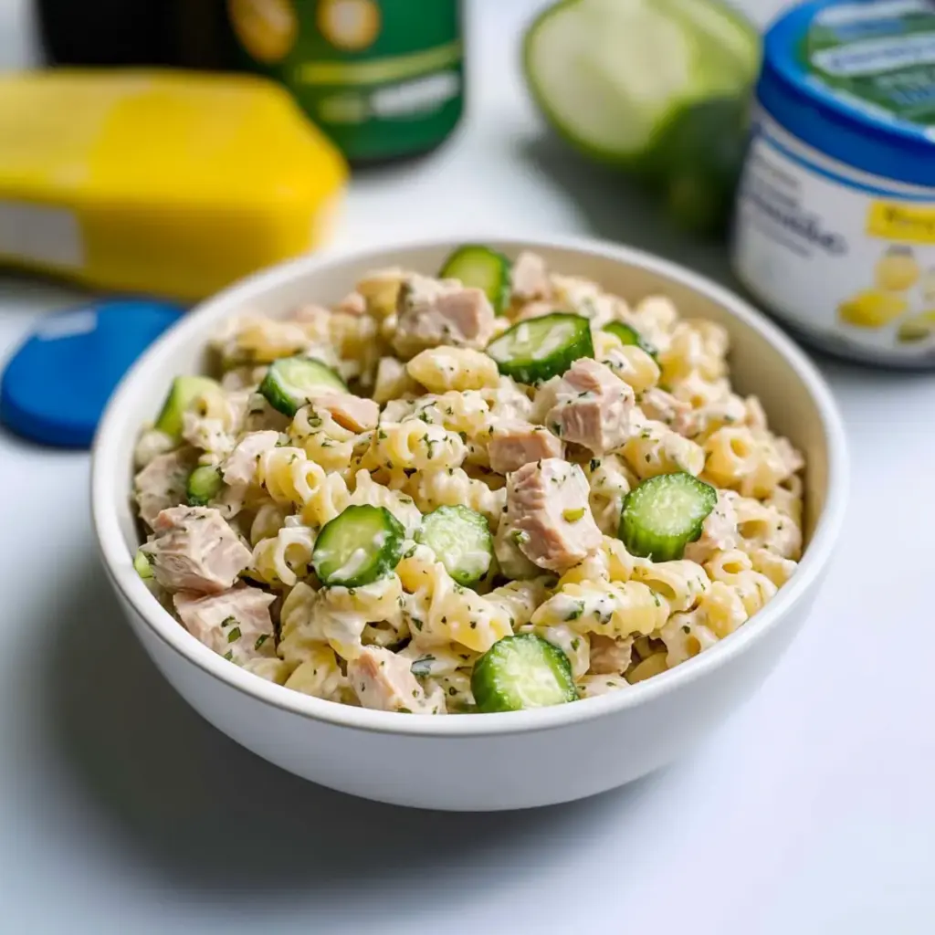 Dill Pickle Tuna Pasta Salad