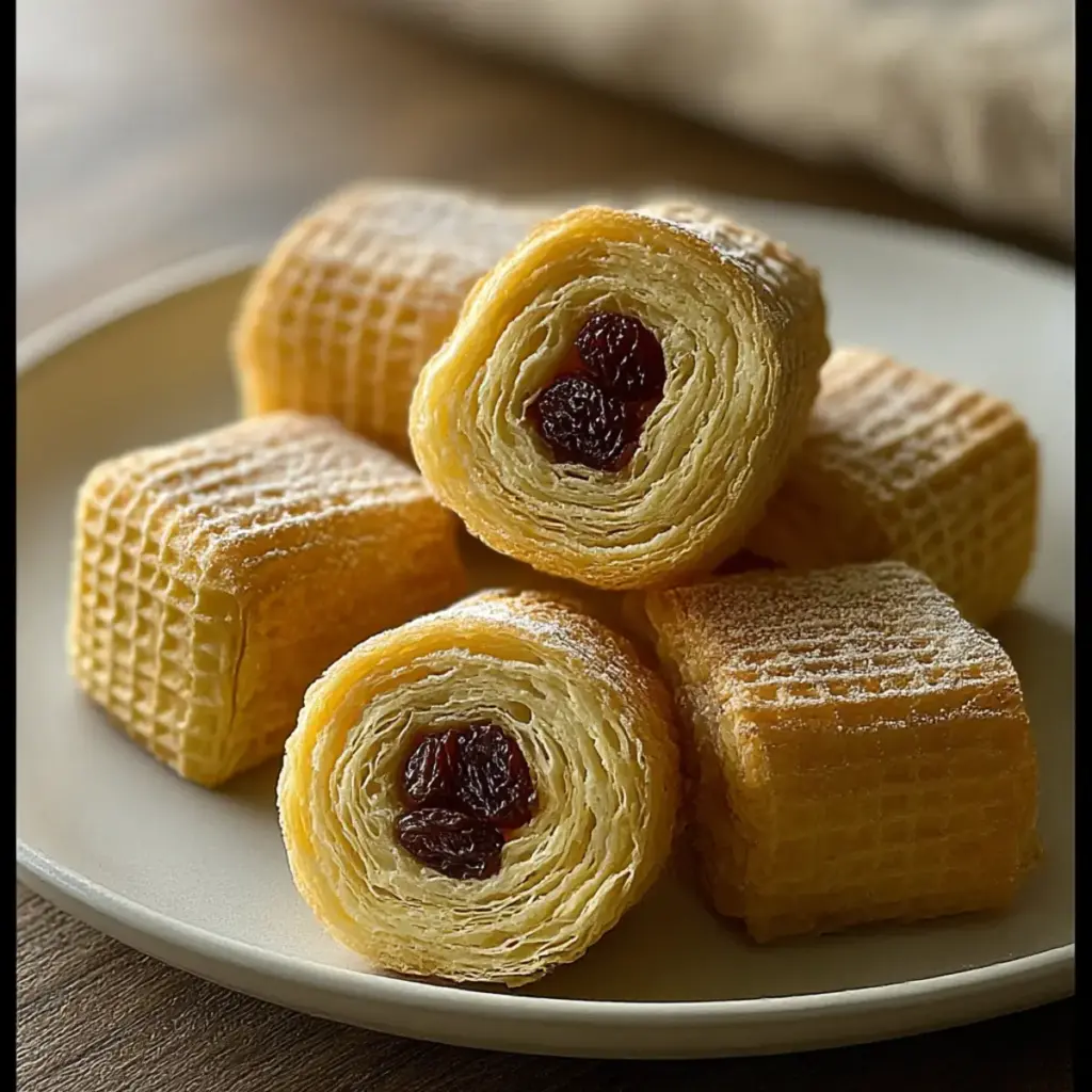 Wafer Rolls with Raisins